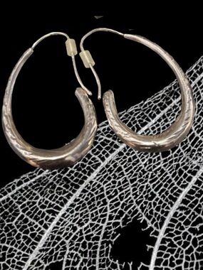 BEAUTIFUL VINTAGE HALF HOOP DROP .925 STERLING SILVER EARRINGS